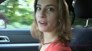 Kristen loves the cum on her tits after a long day of tourist stuff